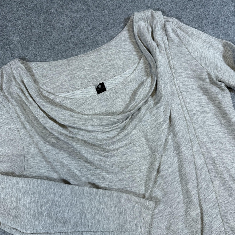 Yogalicious Pullover Womens Large Gray Cowl Neck Asymmetrical Hem Long Sleeve